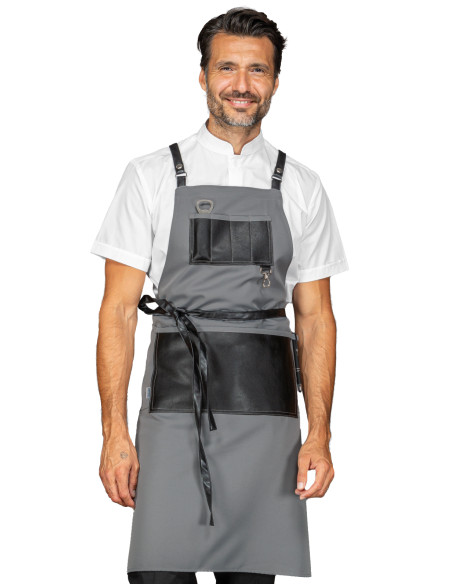 Grembiule Bristol  con inserti e lacci in pelle