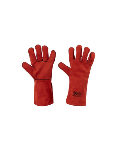 Guanto anticalore saldatore, pelle crosta, tutto foderato, cuciture Kevlar®