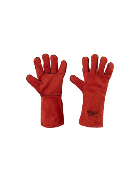 Guanto anticalore saldatore, pelle crosta, tutto foderato, cuciture Kevlar®
