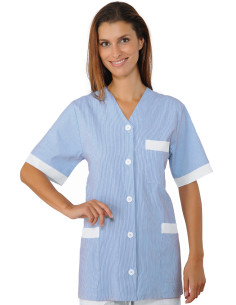 Casacca Dacca Rigatino Azzurro 100 % Cotton