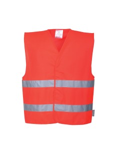 Gilet 2 Bande Hi-Vis Rosso