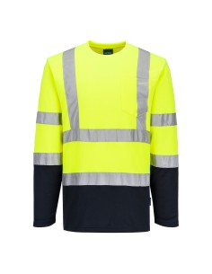 T-Shirt Alta Visibilità Bicolore a Manica Lunga in Misto...