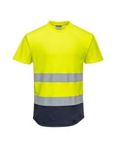 T-Shirt Alta Visibilità Bicolore Misto Cotone e Mesh