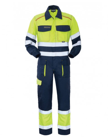 Tuta Pentavalente Giallo/Blu con Bande Rinfrangenti